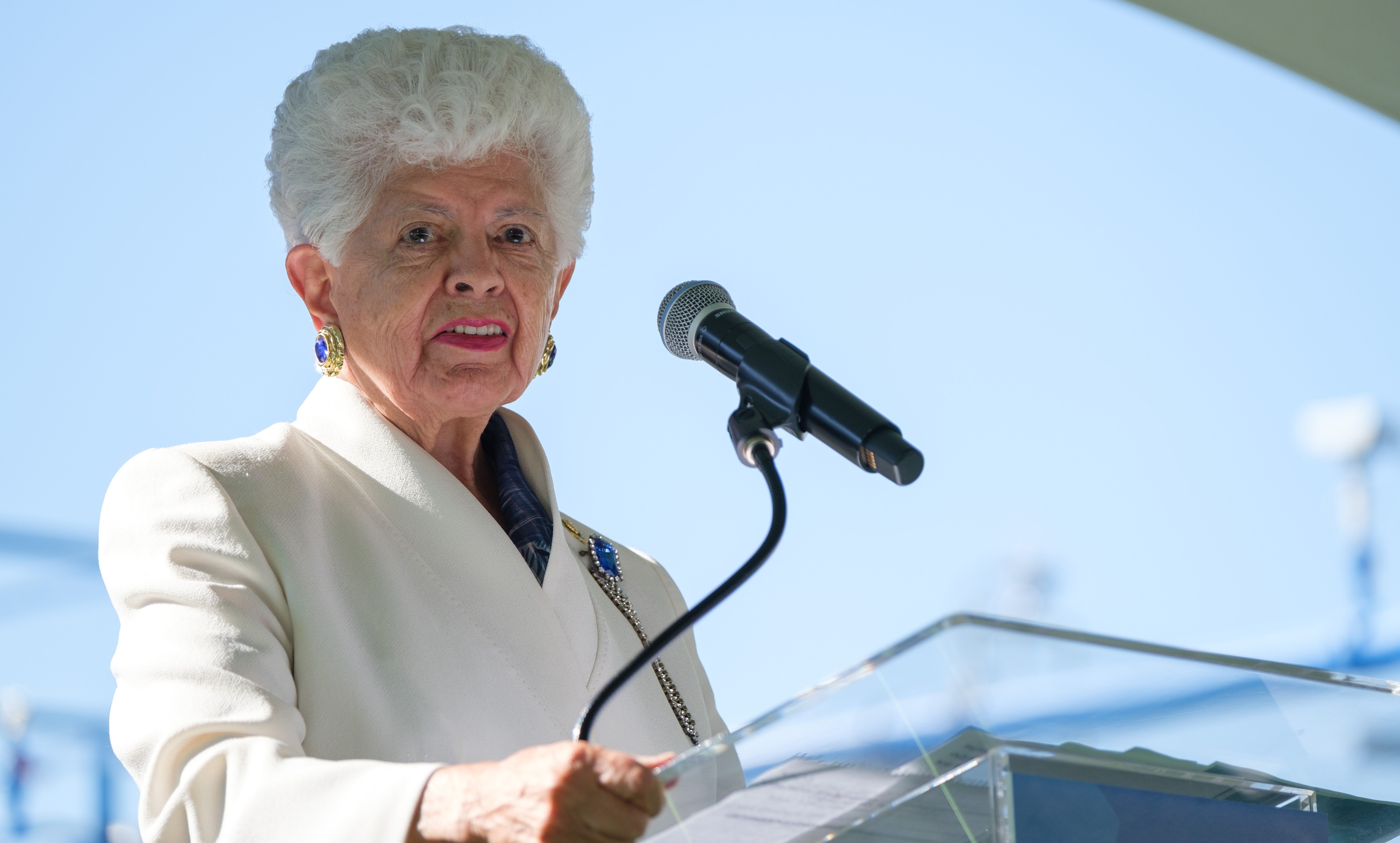 Grace F. Napolitano speaking at dedication ceremony, November 2023